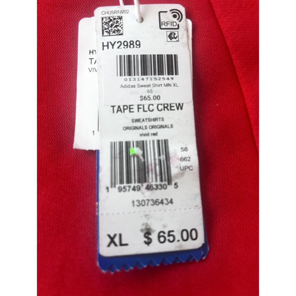 Adidas Sweatshirt Mens original XL vivid Red Crewneck new with tags - Picture 2 of 4